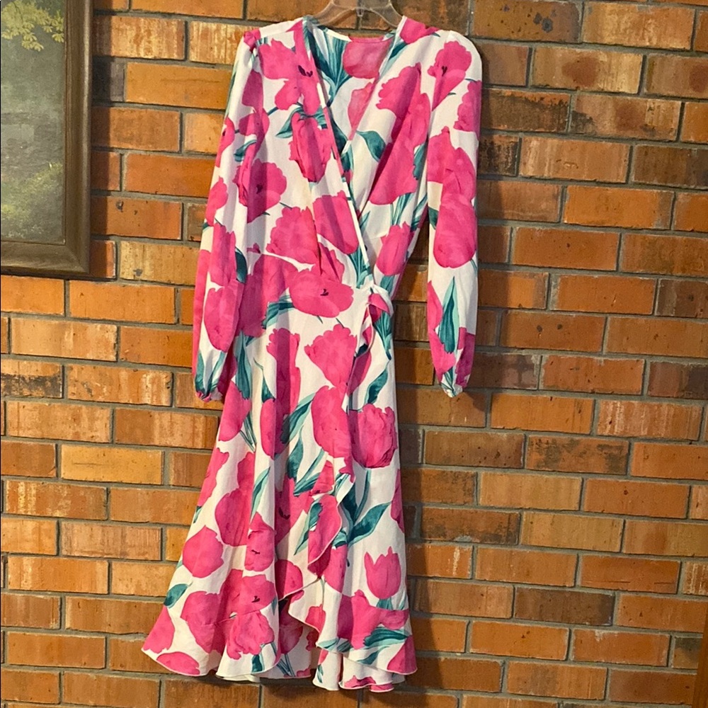 SHEIN Floral Pink Wrap Dress XL